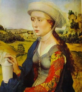 Roger van der Weyden: Maddalena, anni 1451-52, cm. 41 x 34, Louvre, Parigi.